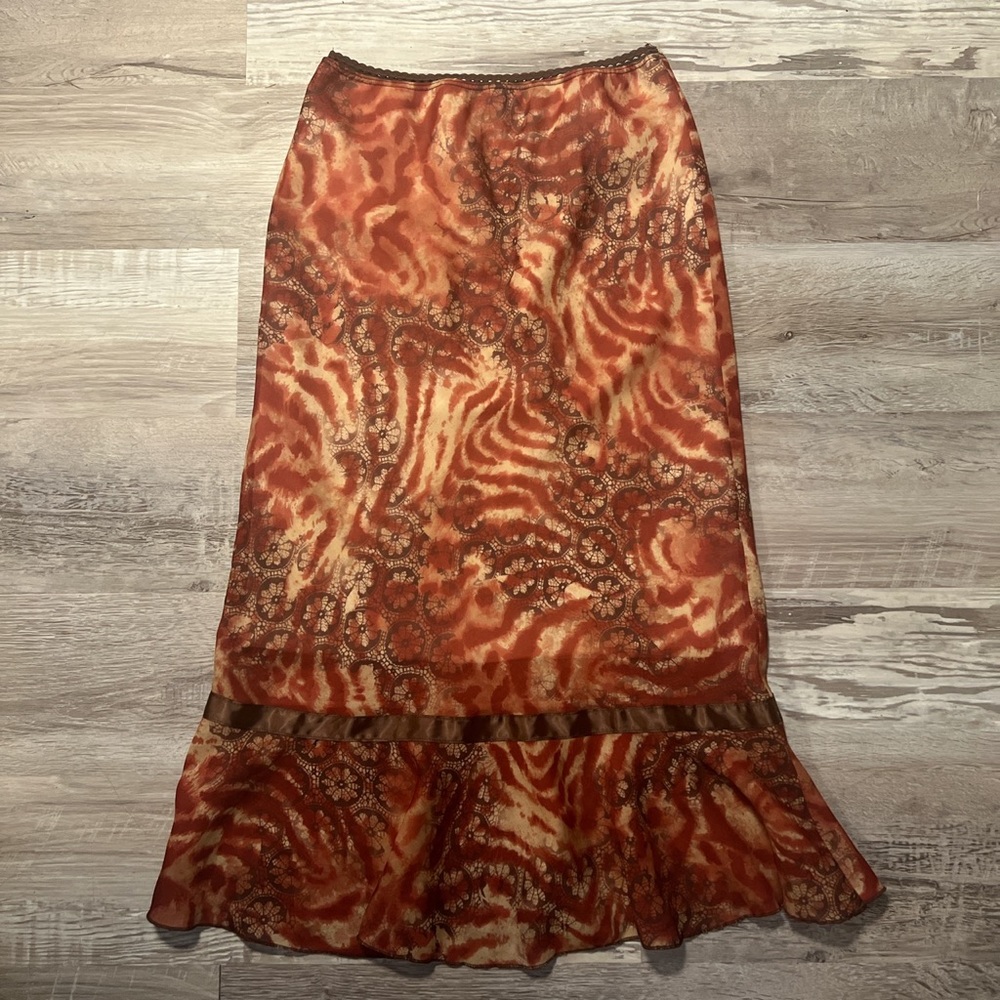 Y2K ORANGE/BROWN MIDI SKIRT